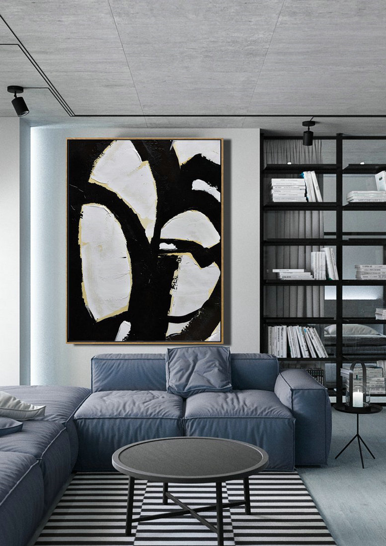 Huge Abstract Painting On Canvas,Minimalist Painting On Canvas, Palette Knife Vertical Minimal Art - Huge Abstract Canvas Art